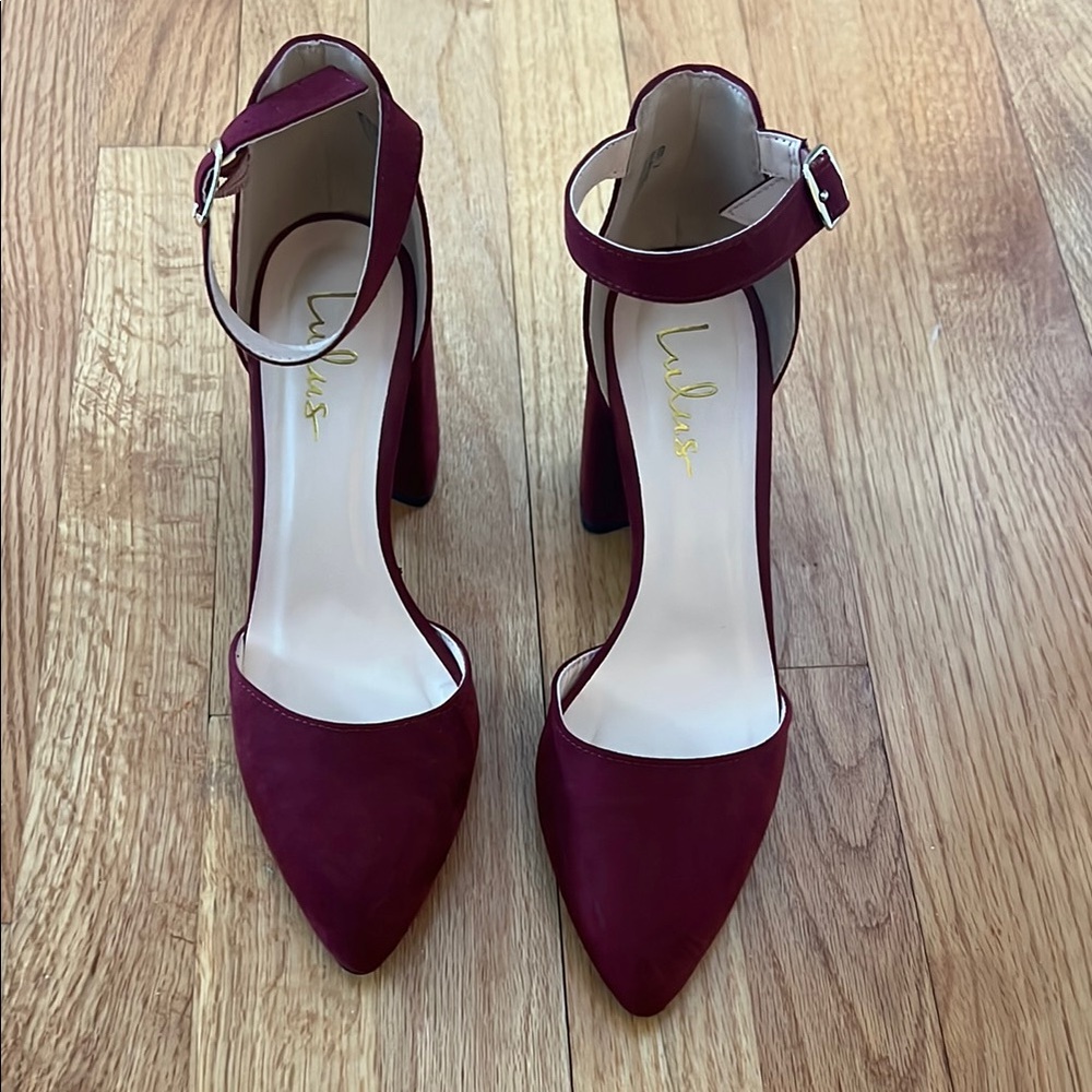 Lulu's Burgundy Ankle Strap Heels